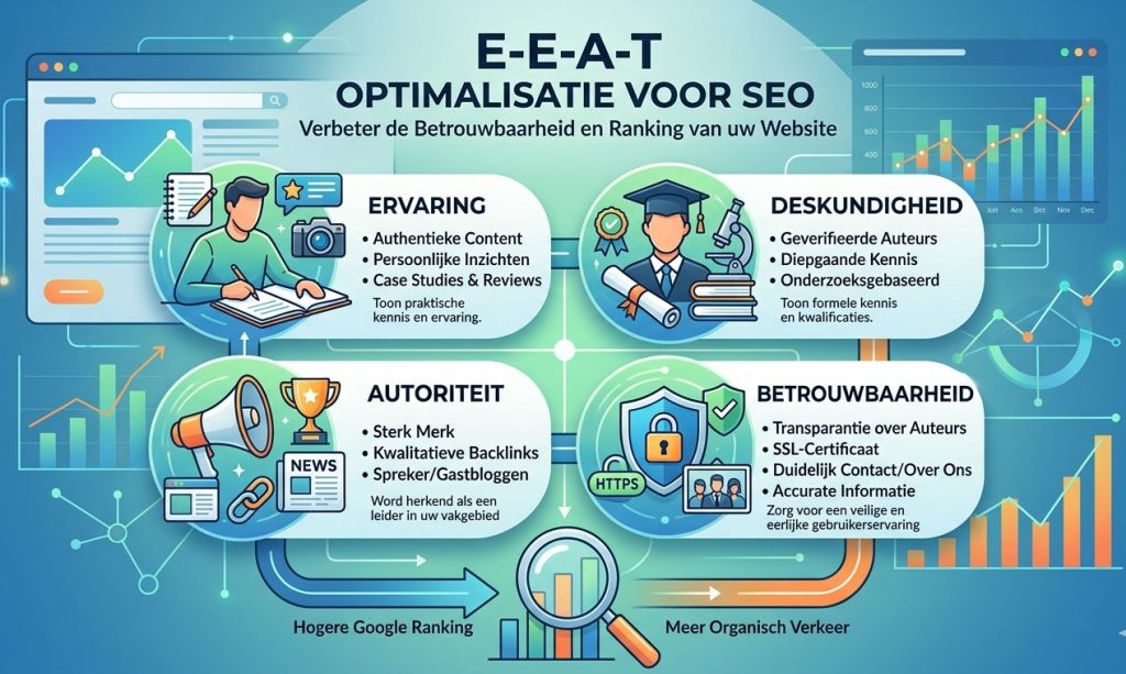 E-E-A-T Strategie: Meer Autoriteit, Meer Rankings, Meer Klanten 1 SEO E E A T Optimalisatie Strategie